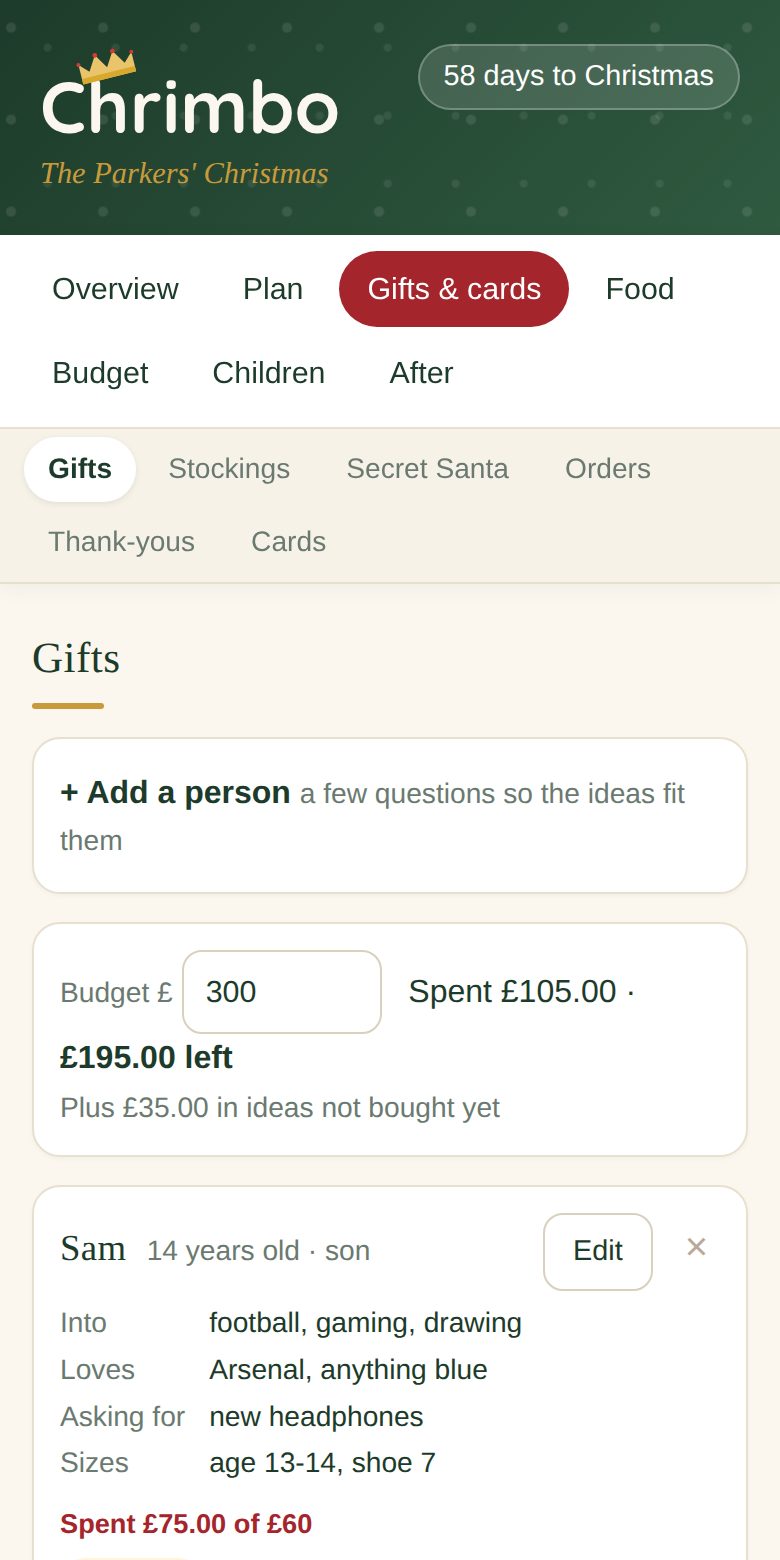 A gift profile in Chrimbo